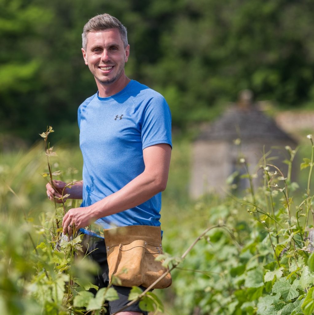 Viticulteur dans les vignes